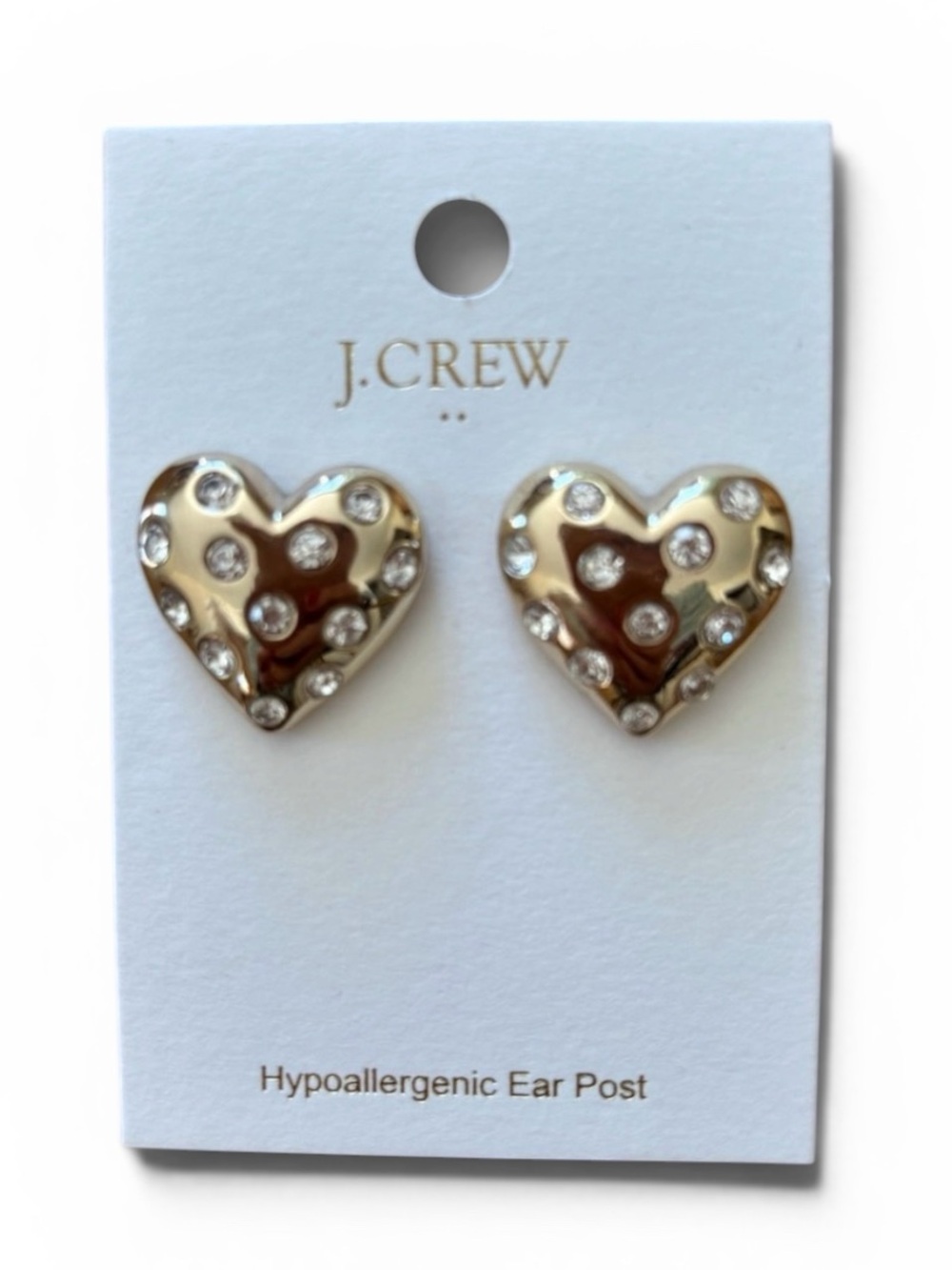 J. Crew Factory Pavé Puffy Heart Bauble Women’s Gold Colored Stud Earrings